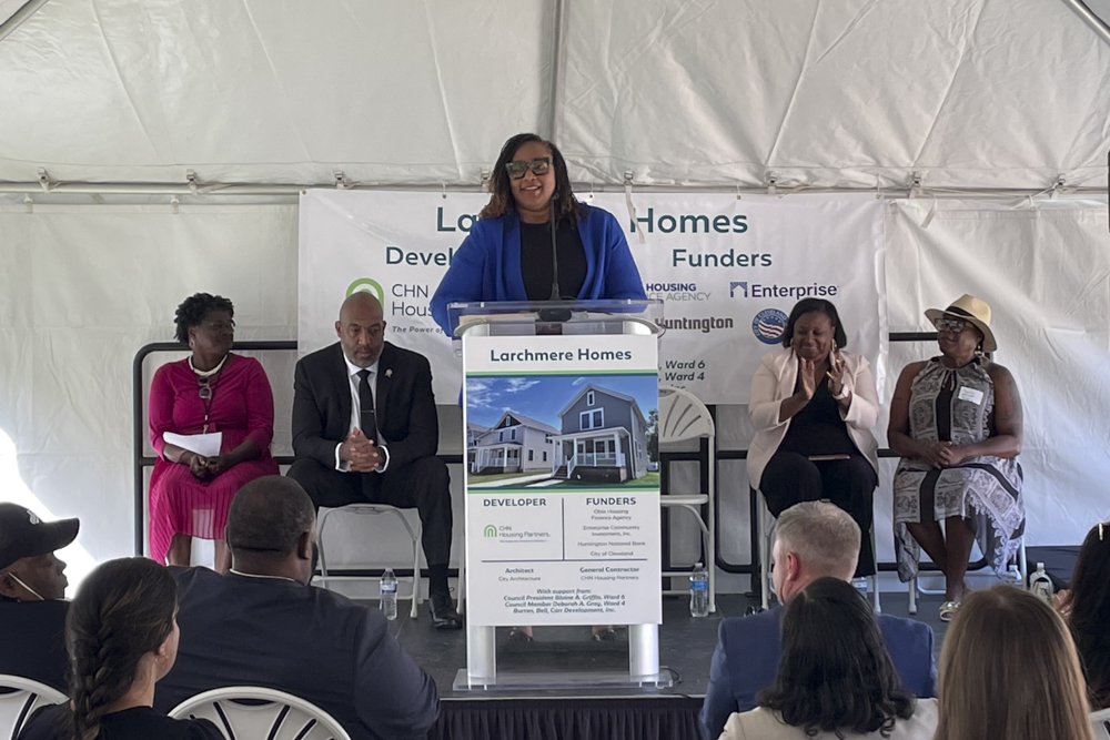 Larchmere Homes Ribbon Cutting Ceremony on new homes on Cleveland's Southeast Side